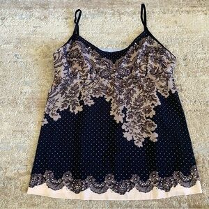 Commando by Reformation Black and Cream Lace Look Seamless Camisole Polka Dot: L